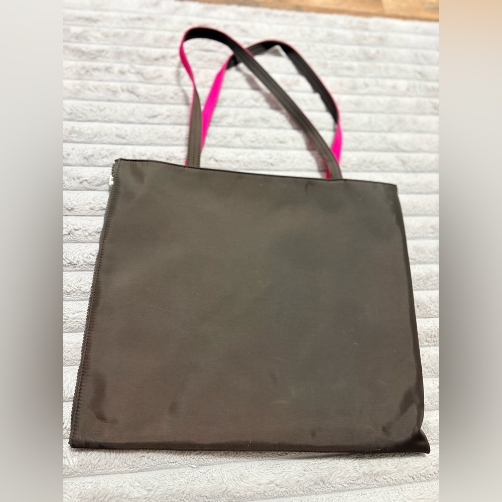 👜 Ann Taylor LOFT Tote Bag – Brown with Hot Pink Interior
